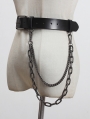 Black Gothic Punk PU Leather Buckle Belt with Long Metal Chain