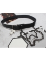 Black Gothic Punk PU Leather Buckle Belt with Long Metal Chain