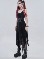 Black Gothic Punk Rivet Metal Buckle Wide Girdle for Women