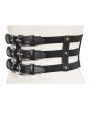 Black Gothic Punk Rivet Metal Buckle Wide Girdle for Women