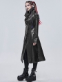 Black Gothic Punk Do Old Style PU Leather Long Coat for Women