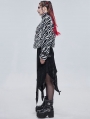 Black and White Gothic Grunge Fur Warm Short Jacket for Women