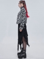 Black and White Gothic Grunge Fur Warm Short Jacket for Women