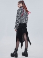 Black and White Gothic Grunge Fur Warm Short Jacket for Women