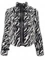 Black and White Gothic Grunge Fur Warm Short Jacket for Women