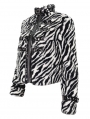 Black and White Gothic Grunge Fur Warm Short Jacket for Women