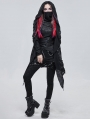 Black Gothic Punk Irregular Hooded Trench Coat for Women