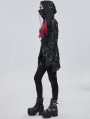 Black Gothic Punk Irregular Hooded Trench Coat for Women