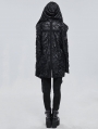 Black Gothic Punk Irregular Hooded Trench Coat for Women