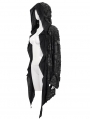 Black Gothic Punk Irregular Hooded Trench Coat for Women