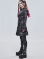 Dark Gray Gothic Punk Pentagram Hooded Long Coat for Women