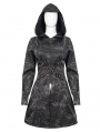 Dark Gray Gothic Punk Pentagram Hooded Long Coat for Women