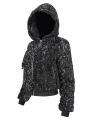Dark Gray Gothic Punk Casual Hooded Short Jacket for Women