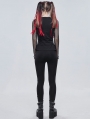 Black Gothic Punk Patterned Slim Fit Long Leggings for Women