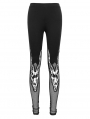 Black Gothic Punk Patterned Slim Fit Long Leggings for Women