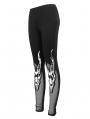 Black Gothic Punk Patterned Slim Fit Long Leggings for Women