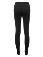 Black Gothic Punk Patterned Slim Fit Long Leggings for Women