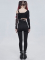 Black Gothic Punk Sexy Hollow Out Long Pants for Women