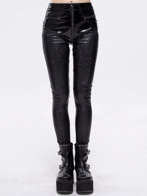 Black Gothic Punk Slim Long Pants for Women