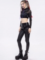 Black Gothic Punk Slim Long Pants for Women