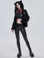 Black Gothic Punk Slim Long Pants for Women