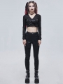 Black Gothic Punk Patterned Daily Wear Long Pants for Women