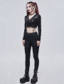 Black Gothic Punk Patterned Daily Wear Long Pants for Women