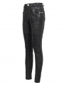 Black Gothic Punk Patterned Daily Wear Long Pants for Women