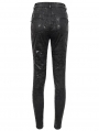 Black Gothic Punk Patterned Daily Wear Long Pants for Women