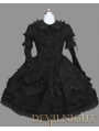 Black Long Sleeves Lace Ribbon Bow Gothic Lolita Dress