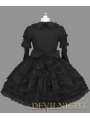 Black Long Sleeves Lace Ribbon Bow Gothic Lolita Dress