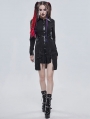 Black Gothic Punk Metal Long Sleeve Dress Shirt for Women