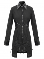 Black Gothic Punk Metal Long Sleeve Dress Shirt for Women