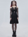 Black Sexy Gothic Punk Pentagram Off-the-Shoulder Long Sleeve Dress