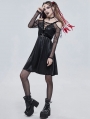 Black Sexy Gothic Punk Pentagram Off-the-Shoulder Long Sleeve Dress