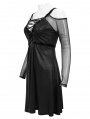 Black Sexy Gothic Punk Pentagram Off-the-Shoulder Long Sleeve Dress