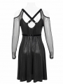 Black Sexy Gothic Punk Pentagram Off-the-Shoulder Long Sleeve Dress