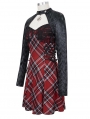 Black and Red Plaid Gothic Punk Daily Wear Long Sleeve Short Dress