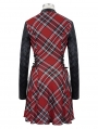 Black and Red Plaid Gothic Punk Daily Wear Long Sleeve Short Dress