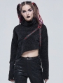 Black Gothic Punk High Collar Short Sweater for Women
