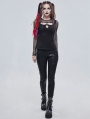 Black Gothic Punk Hollow-Out Long Sleeve T-Shirt for Women