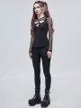 Black Gothic Punk Hollow-Out Long Sleeve T-Shirt for Women