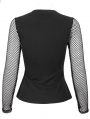 Black Gothic Punk Hollow-Out Long Sleeve T-Shirt for Women