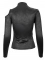 Black Sexy Gothic Punk Hollow-out Long Sleeve T-Shirt for Women