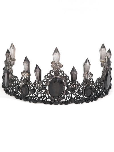 Black Gothic Retro Dark Queen Style Crown Headdress