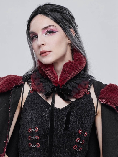 Black and Red Gothic Faux Fur Warm Collar for Women