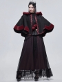 Black and Red Retro Gothic Short Hooded Cloak for Women