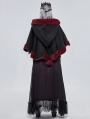 Black and Red Retro Gothic Short Hooded Cloak for Women