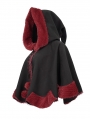 Black and Red Retro Gothic Short Hooded Cloak for Women