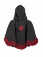 Black and Red Retro Gothic Short Hooded Cloak for Women